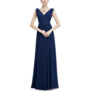 Formal V-Neck Sleeveless Floor Length Chiffon Evening Dresses