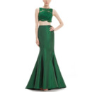 Sexy Sheath Floor Length Satin & Lace Two-Piece Evening Dresses