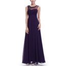 Elegance Sleeveless Chiffon Evening Dresses with Beaded Neckline and Ruched Bust