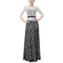 Affordable Color Block Two-Piece Lace Mother Evening Dresses with 3/4 Long Sleeves