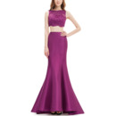 Stylish Trumpet Lace & Satin Two-Piece Prom Evening Dresses