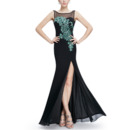 Affordable Amazing Sheath Floor Length Chiffon Evening Dresses with Slit