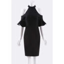 New Style Halter Cold Shoulder Knee Length Black Homecoming Dress