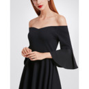 Affordable Off-the-shoulder Mini Black Homecoming Dress with Bell Sleeves
