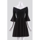 Affordable Off-the-shoulder Mini Black Homecoming Dress with Bell Sleeves