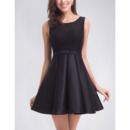 A-Line Sleeveless Short Satin Homecoming/ Little Black Dress