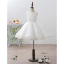 Discount Lovely Short Appliques Lace Organza Flower Girl Dress with Removable Train