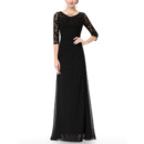 Custom Elegant Long Length Chiffon Black Mother Dresses For Wedding with Half Lace Sleeves