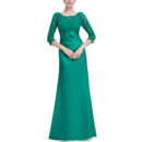 Couture Full Length Asymmetrical Pleated Mother Gowns for Wedding Party with 3/4 Length Sleeves