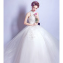 Sexy & Graceful Beading Appliques Ball Gown High Neck Tulle Wedding Dress with Keyhole