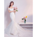 Glamorous Off-the-shoulder Court Train Lace Wedding Dresses with Mermaid Skirt