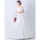 Perfect Ball Gown Off-the-shoulder Tulle Wedding Dresses with Appliques Bodice
