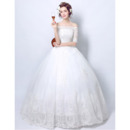 Elegant Ball Gown Off-the-shoulder Tulle Wedding Dresses with Lace Appliques Detail
