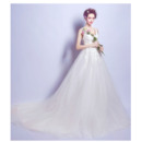 Affordable Lace Appliques Tulle Over Satin Wedding Dresses with Illusion Back