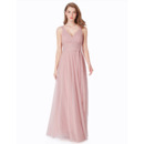 Discount V-Neck Pleated Tulle Bridesmaid Dresses