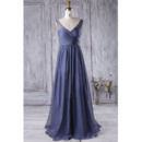Affordable Pleated Bust and Skirt Full Length Chiffon Bridesmaid Dresses