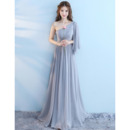 Discount Pleated Chiffon Bridesmaid Dresses with One Flutter Sleeve