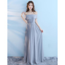 Affordable Off-the-shoulder Pleated Floor Length Chiffon Bridesmaid Dresses