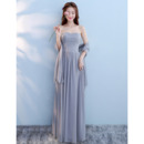 Affordable Strapless Pleated Chiffon Bridesmaid Dresses with Shawl