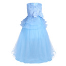 Amazing Sleeveless Full Length Applique Little Girls Party Dresses with Layered Draped High-Low Skirt