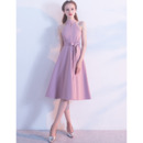 Elegant A-Line Jewel Knee Length Party Dresses for Wedding Guest with Keyhole