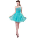 Head-turning One Shoulder Short Organza Homecoming Dresses with Sparkle Beading Embellished