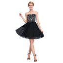 Sophisticated Beading Crystal Bodice Short Chiffon Black Homecoming/ Party Dresses