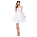 Classy A-Line Beaded Bodice Short White Tulle Homecoming/ Graduation Dresses for Girls