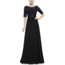Tailored Elegant Round Neck Lace Chiffon Black Mother Dresses with Half Sleeves