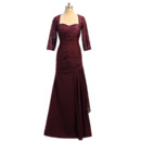 Modest Floor Length Lace Chiffon Mother Dresses with 3/4 Long Lace Sleeves and Asymmetrical Pleated