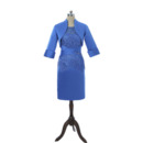 Modest Two Piece Column Knee Length Lace Satin Mother Dresses with Jackets and Ruching Waist