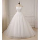 Simple Ball Gown Sweetheart Floor Length Tulle Wedding Dresses with Ruched Bodice