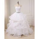 Romantic Ball Gown Sweetheart Organza Wedding Dresses with Breathtaking Layered Skirt