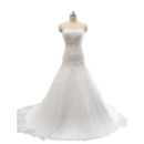 New Style A-Line Sweetheart Court Train Satin Wedding Dresses