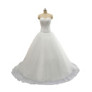 Discount Ball Gown Sweetheart Tulle Wedding Dresses with Beaded Appliques Bodice