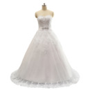 Ball Gown Sweetheart Tulle Over Satin Wedding Dresses with Beading Appliques