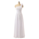 Perfect Asymmetric Ruffled Neckline Floor Length Chiffon Wedding Dresses