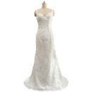 Affordable Sheath Sweetheart Lace Appliques Wedding Dress with Crystal Detailing