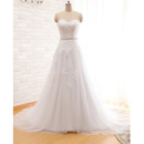 Dramatic Lace Appliques Sweetheart Tulle Wedding Dresses with Crystal Belt