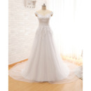 Elegance Off-The-Shoulder Organza Over Tulle Wedding Dresses with Beaded Appliques