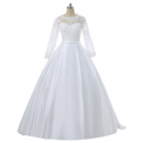 Simple Ball Gown Appliques Bodice Wedding Dresses with Long Sleeves