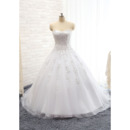 Gorgeous Crystal Beading Appliques Ball Gown Tulle Wedding Dresses