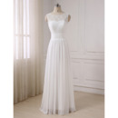 Elegance V-back Full Length Chiffon Wedding Dresses with Lace Bodice