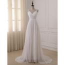 Exquisite Crystal Beading Straps Pleated Chiffon Beach Wedding Dresses