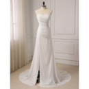 Elegant Asymmetrical Pleated Chiffon Wedding Dress with Side Slit