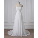 Simple Sweetheart Empire Pleated Chiffon Wedding Dresses with Lace Appliques Bodice