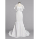 Romantic and Simple Flutter Sleeves Chiffon Wedding Dresses with Lace Bodice
