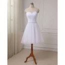 Discount Ruched Bodice Sweetheart Knee Length Tulle Wedding Dresses with Beaded Waist
