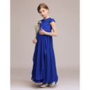 Discount Cap Sleeves Junior Bridesmaid Dresses with Front Ruffles