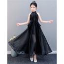 Amazing Beaded Black Little Girls Party Dresses Dresses with Split